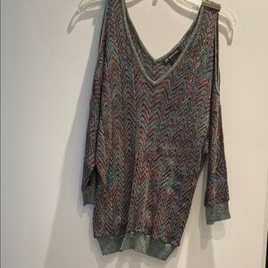 INC International Concepts Metallic Knit Top size L